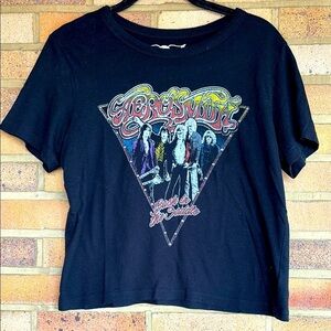 Aerosmith Graphic Black Short Sleeve Crop Band T-Shirt M